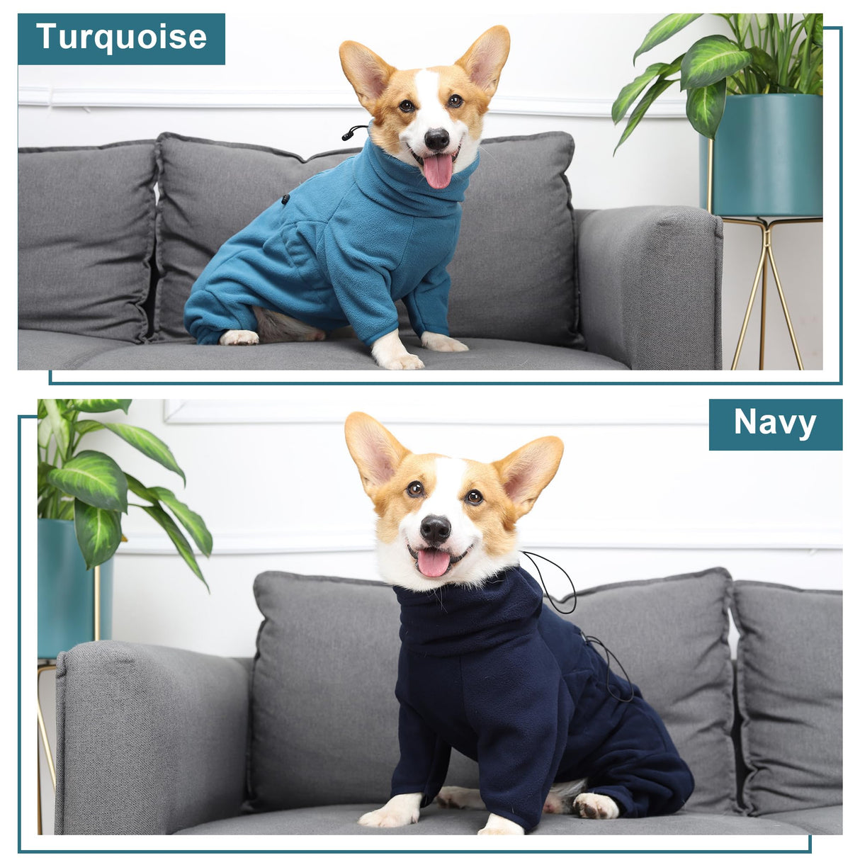 TARFEPA Dog Winter Coat, Polar Fleece Pullover Jumpsuit, Dog Sweatshirt Jacket, Fullbody Pajamas Onesie for Small Medium Large Dogs Hiking Walking Sleep, Turquoise M