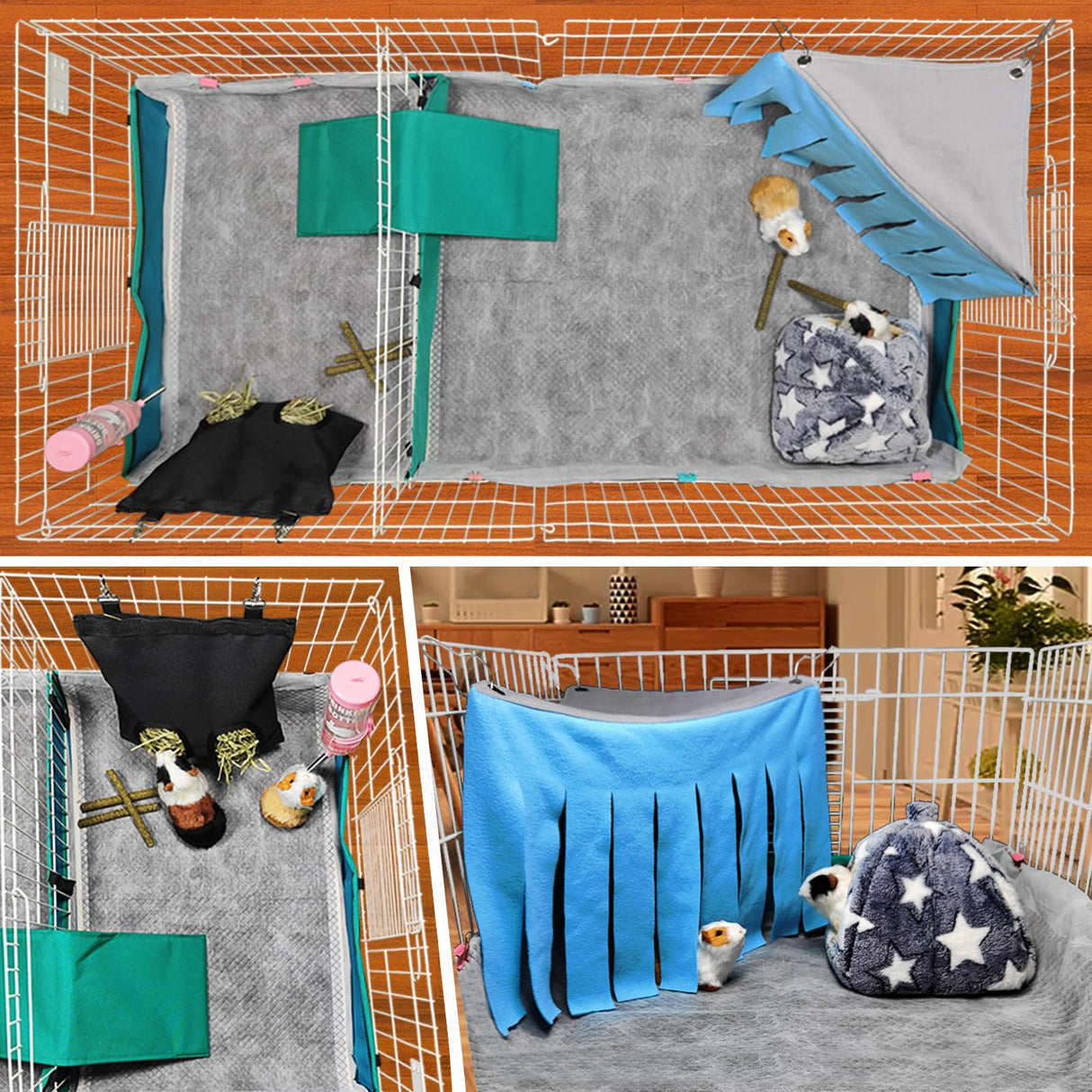 GINIDEAR Guinea Pig Bedding, Disposable Guinea Pig Cage Liners, Charcoal Odor Controlling Absorbent Waterproof Pee Pads for Rabbits, Hamster and Other Small Animals. 24''x47''(for Midwest),10 Count