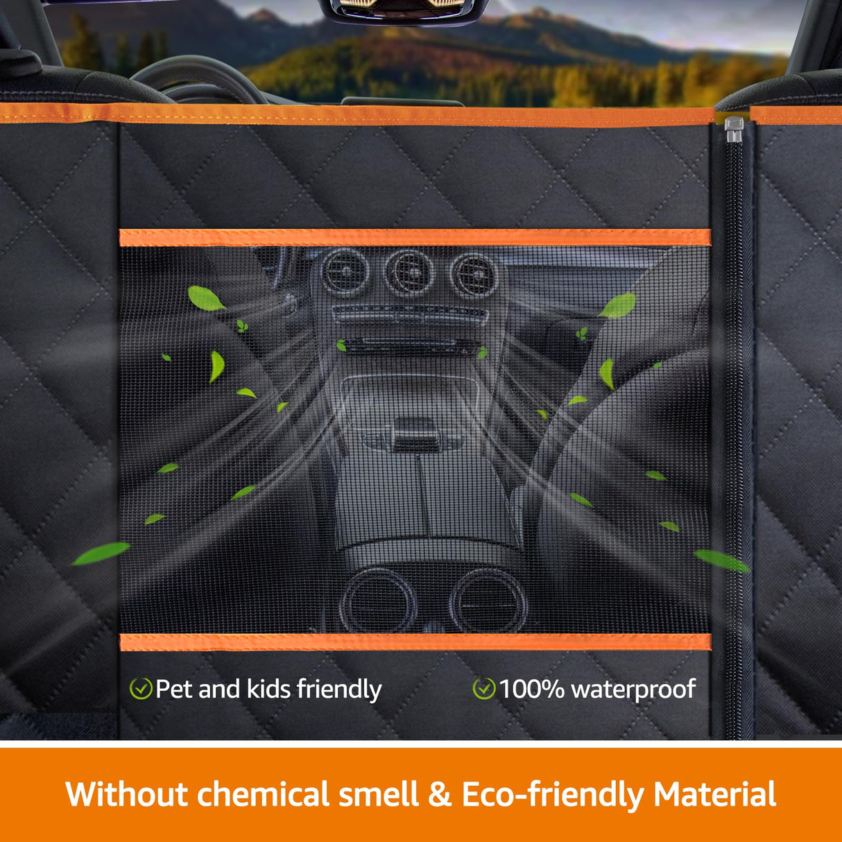 iBuddy Truck Seat Extender for Dog Hard Bottom Seat Cover Split Design Offer Large Space Protects Leather Seat from Scratch, Hair, Waterproof Pickup Truck Seat Cover for Silverado/GMC/Ram/F150 F250