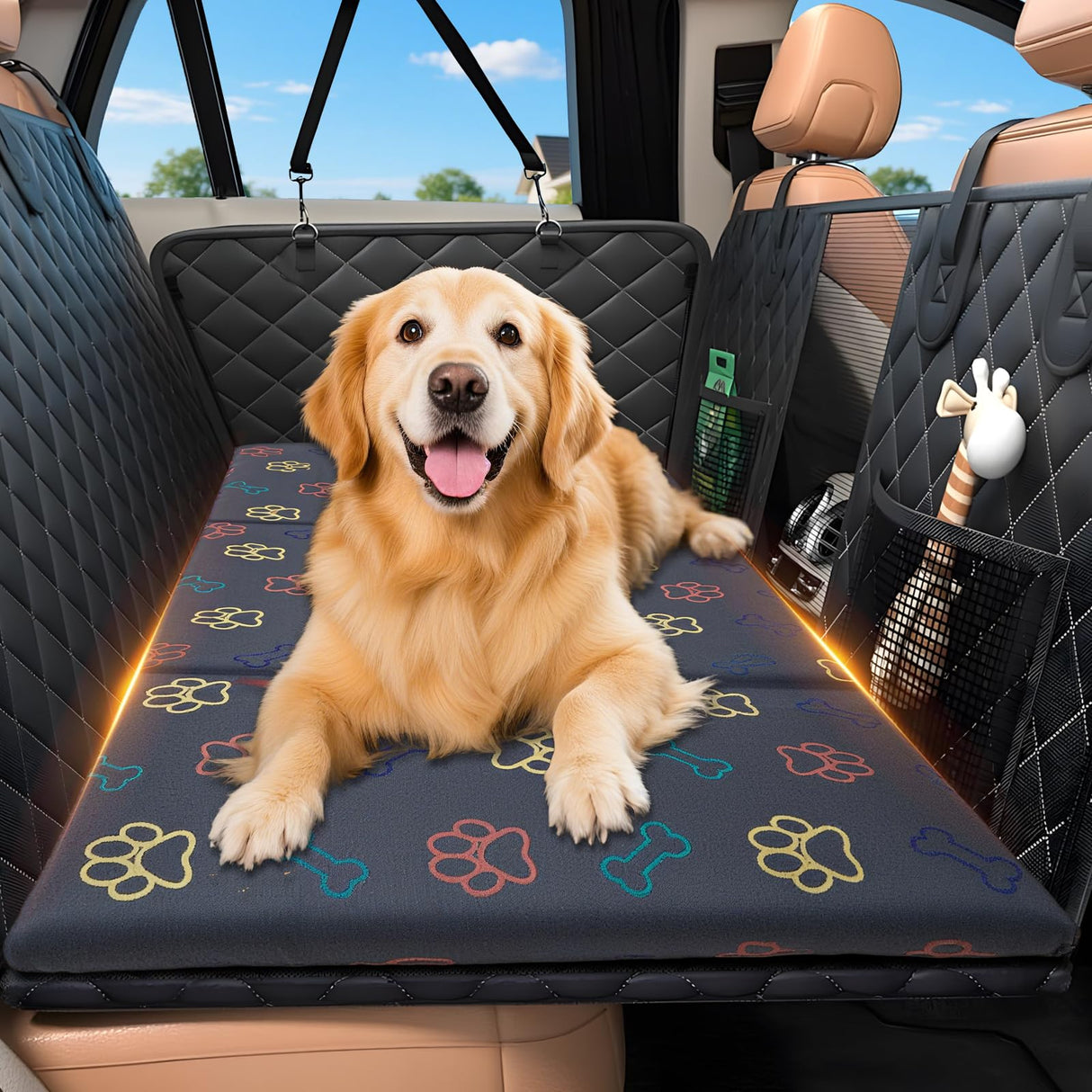 Anti-Scratch&Chewers Dog Car Seat Protector with Soft&Durable Vegan Tech Fabic, Waterproof Pet Bed or Back Seat Cover for Dogs, Easy Wipe-Clean and Versatile for Travel,Home,Outdoor (Gray,51‘’×24‘’)