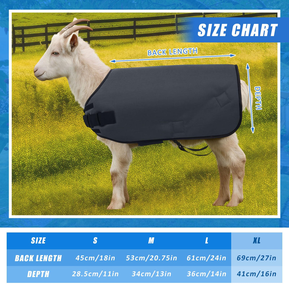 Shinylin Weatherproof Goat Blanket for Winter Sheep and Calf Blanket Soft Fleece Lining Goat Coat for Show Goats, Pets & Livestock Adjustable Belly Straps for Secure Fit(Gray,Size XL)