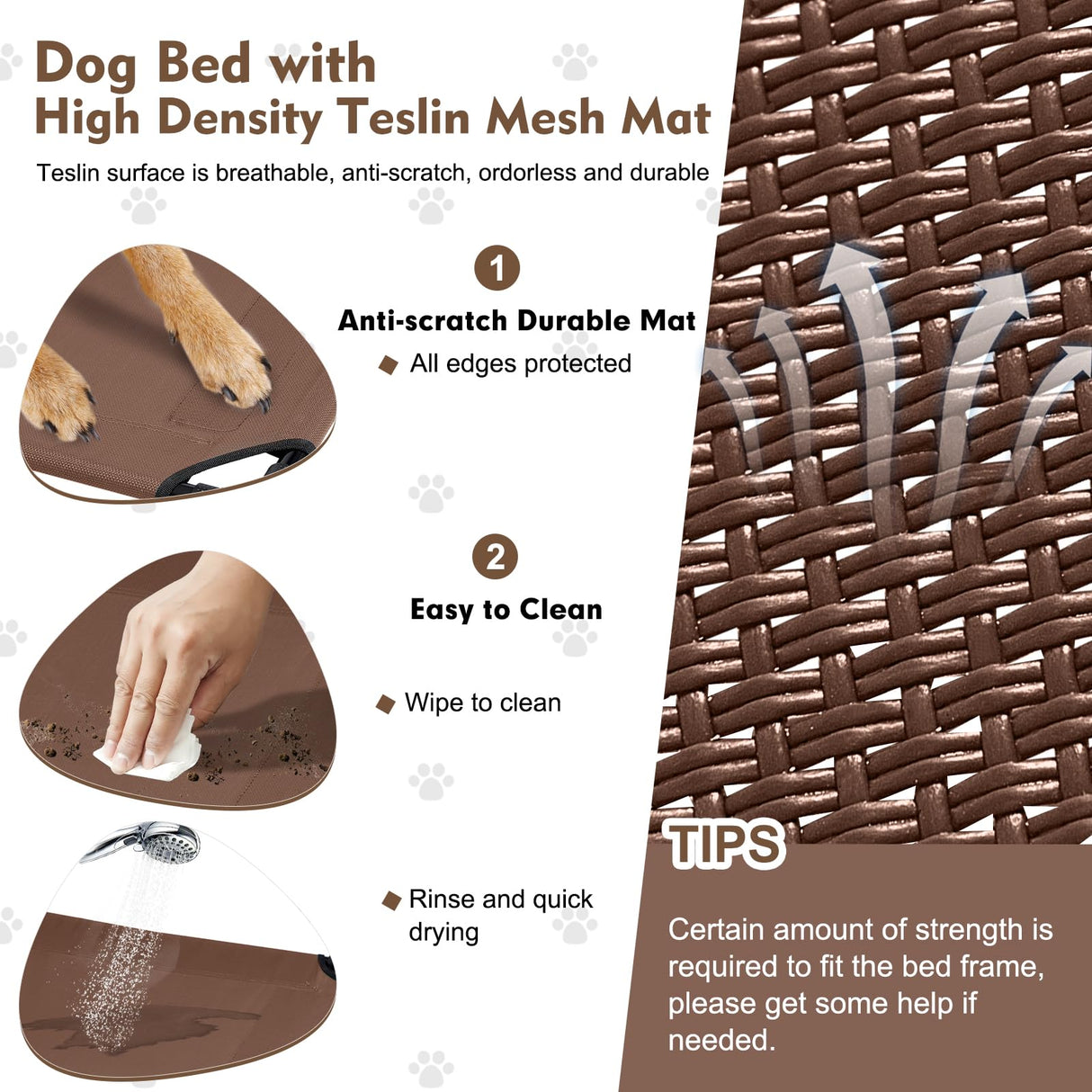 Upgraded Elevated Dog Bed with Canopy, Portable Raised Outdoor Dog Bed with Stable Anti-Slip Feet, Wider Shade Pet Bed Cot, Raised Dog Beds for Large Dogs Camping, Indoor & Outdoor Use