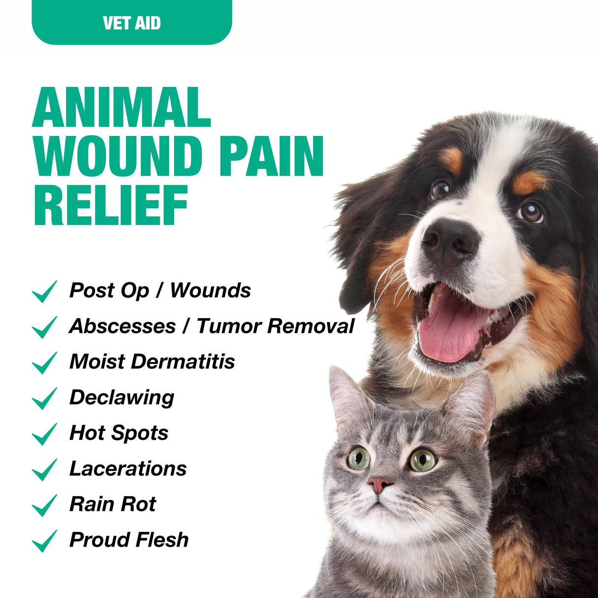 Vet Aid Animal Wound Care Spray - Pet Wound Care for Pet Supplies - Saline Spray for Pet Care - Supports Dermatitis, Hot Spots, Abscesses & More - 4 oz
