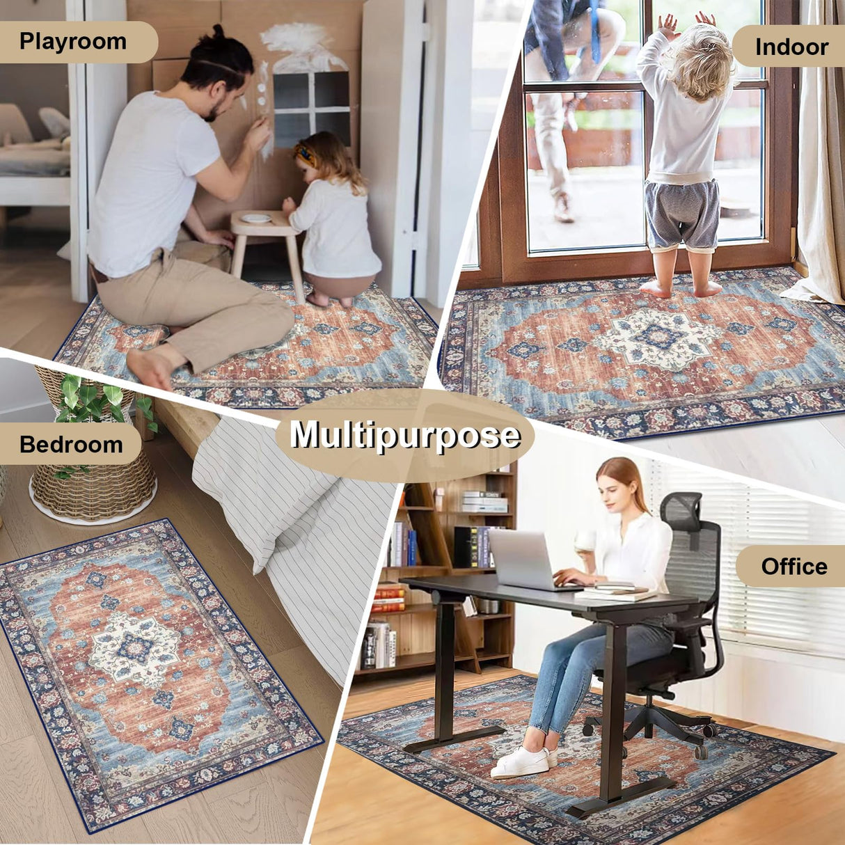 LYEMAT Chair Mat for Hardwood Floor, 36"x48" Under Office Desk Mat for Rolling Computer Chair, Anti-Slip 1/5" Thick Hard Floors Area Rug for Home Office