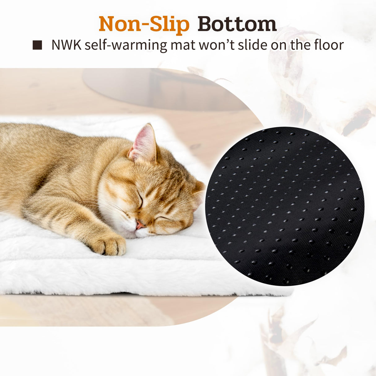 NWK Pack of 4 Fluffy Self Warming Cat Mat, Cat Blanket, Thermal Dog Mat, Washable, Non-Slip Bottom for Sofa & Crate & Kennel & Car Seat (Creamy White, Large (34'' X 22'' X 0.7''))