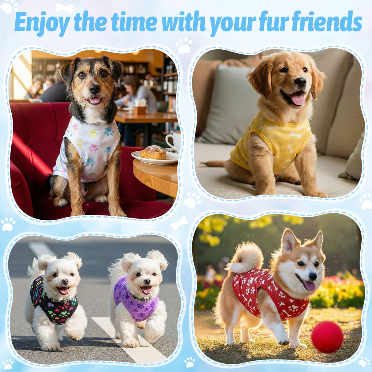 Hillban 9 Pcs Dog Shirts for Small Dogs Female Summer Colorful Sleeveless Dog T Shirts Cute Puppy Tank Top Breathable Pet Vest Stretchy Dogs Clothes for Daily Wear(Chest 15-17" Neck 11" Back 13.5")