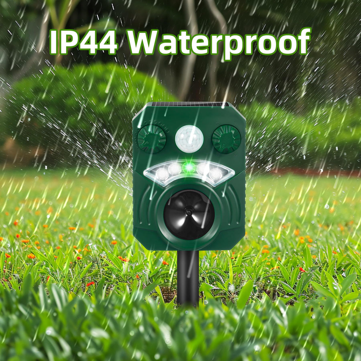 2024 Upgraded Ultrasonic Animal Repellent Cat Repellent Outdoor Solar Animal Repeller with Motion Sensor Flashing Light Skunk Repellent for Yard to Scare Away Deer Dog Raccoon Squirrel Coyote,2 Pack