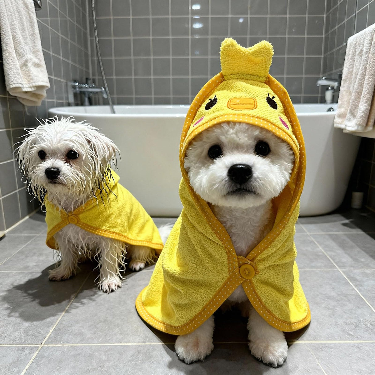 IOICYBF Dog Hooded Bathrobe Towel, Fast Drying Bath Towel Absorbent Warm Blanket Yellow S