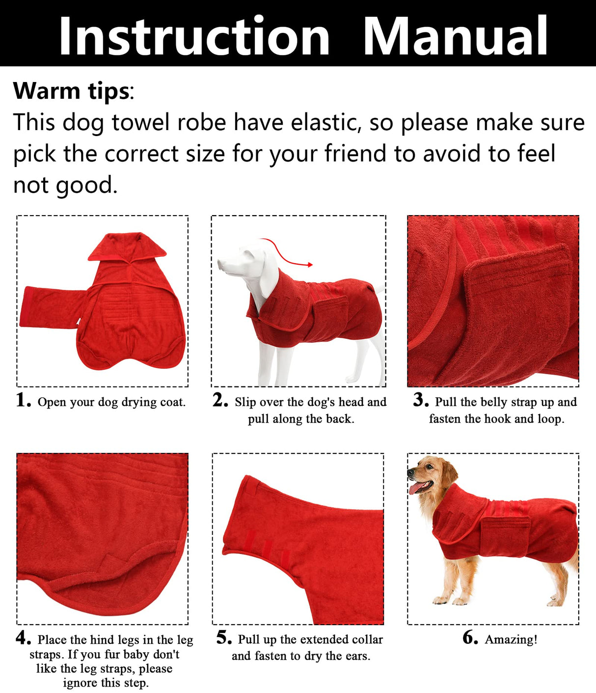 Dog Bathrobe Dog Robes for After Bath Shower Swimming Dog Drying Towel Super Absorbent fit for Small Medium Large Breeds - Purple - XL