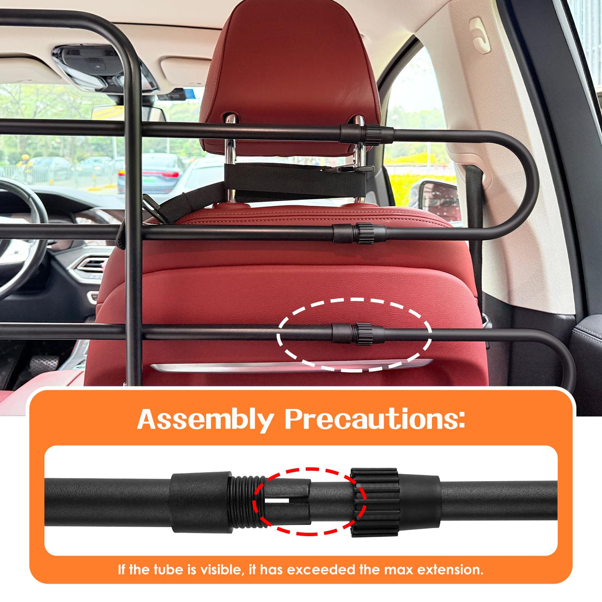 Zmgdrm Dog Car Barrier, Adjustable Universal Vehicle Pet Barrier for Cars, Trucks, SUVs - Moves with Your Vehicle Seats, 42"–61" Width Adjustable SUV Dog Barrier for Back Seat