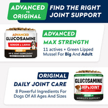 Load image into Gallery viewer, STRELLALAB Advanced Glucosamine Hip & Joint Supplement for Senior Dogs - Green Lipped Mussel & Collagen - Hip & Joint Pain Relief - Large & Small Breed - Joint Health - Bacon - 120 Chews