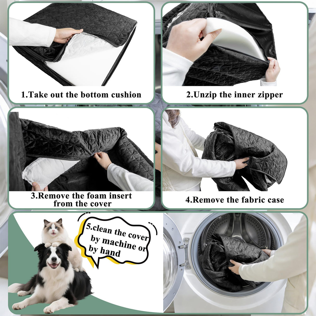 Dog Booster Car Seat for Small/Medium Dogs, VIVASNIFF 6 Inches Memory Foam Elevated Dog Pet Car Bed up to 45 lbs with 2 Safety Belts, Leakproof, Detachable and Washable (Black).