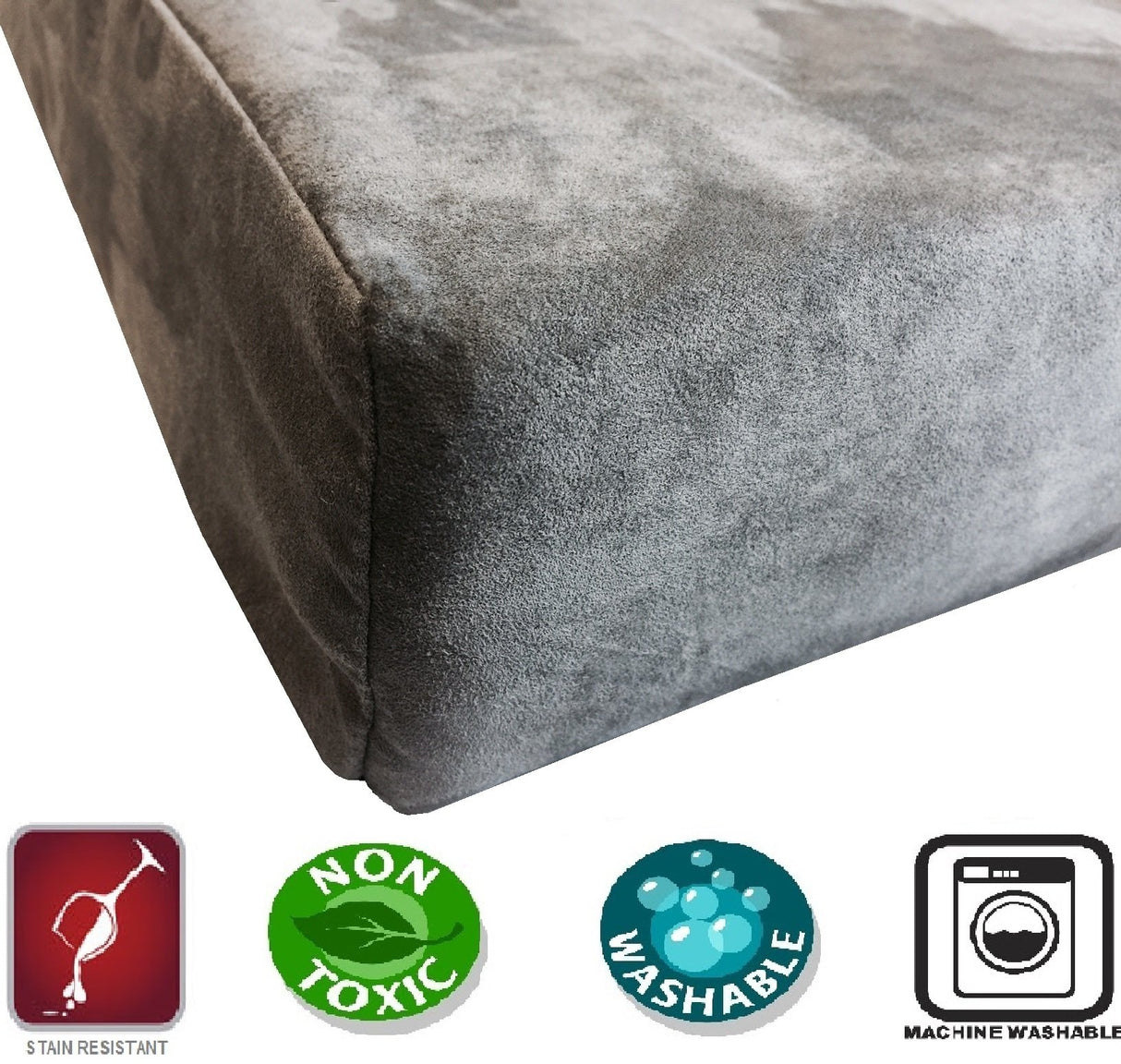 Dogbed4less DIY Pet Bed Pillow Grey Microsuede Duvet Cover and Waterproof Internal case for Large Dog at 55X37X4 Inch - Covers only