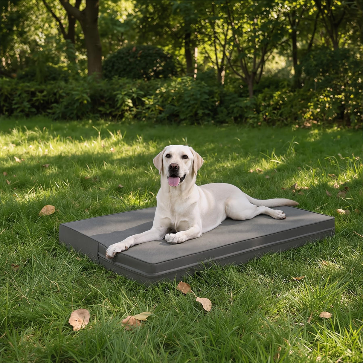 Vonabem Outdoor Waterproof Dog Bed Washable, XL Large Crate Pad 42 inch, Wipeable Leather Pet beds with Removable Cover, Foam Orthopedic Anti-Slip Kennel Pads Reversible, 41"x27" Grey