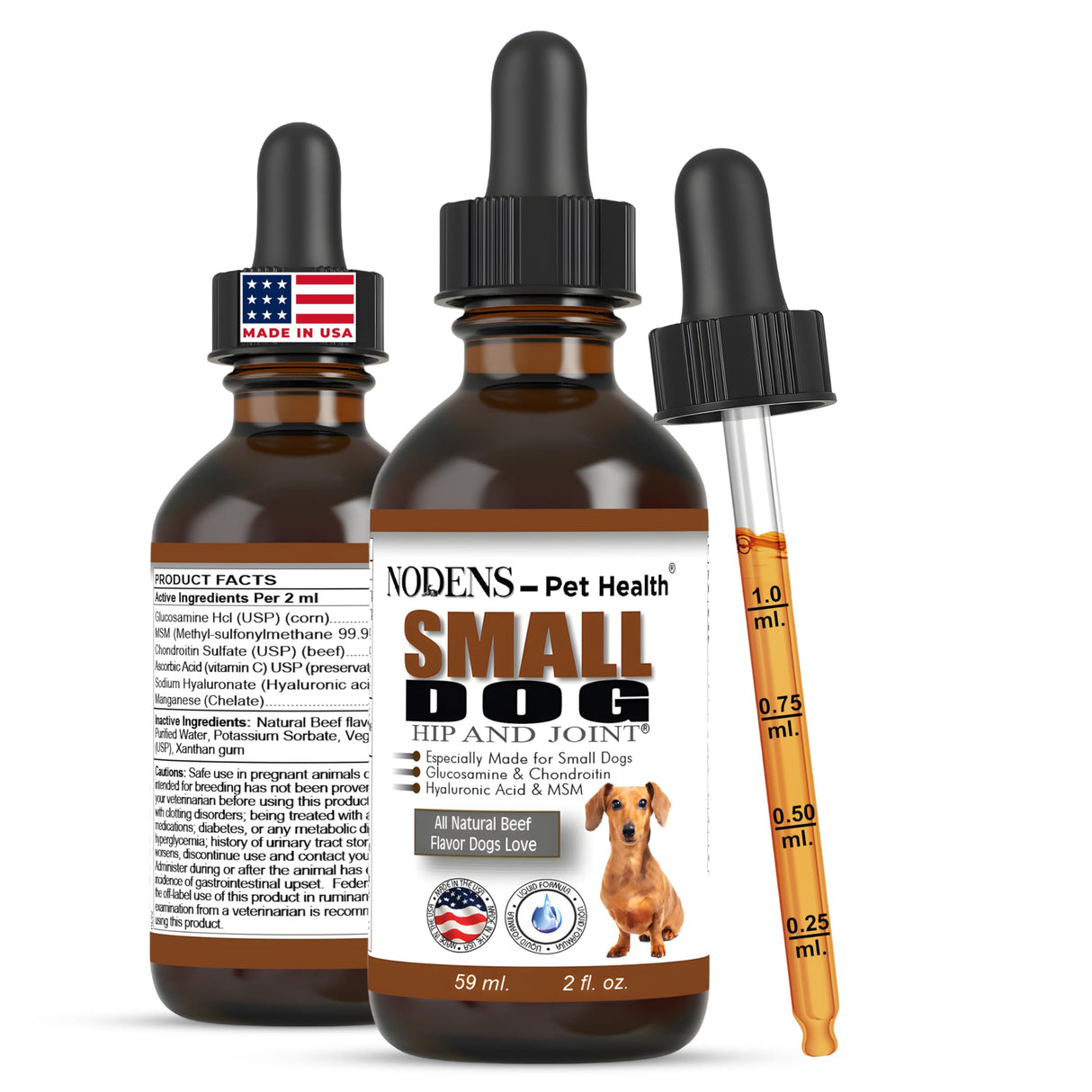 NODENS Small Dog Hip and Joint Liquid Glucosamine for Dogs – Small Dog Joint Supplement for Senior Dog Pain Relief Anti-inflammatory for Improved Joint Flexibility & Mobility 2oz