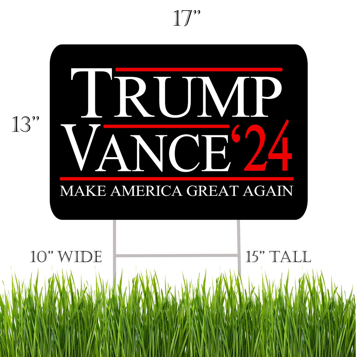 Trump JD Vance 2024 Yard Sign With H Stake Double Sided For President Donald Trump Republican Conservative Black