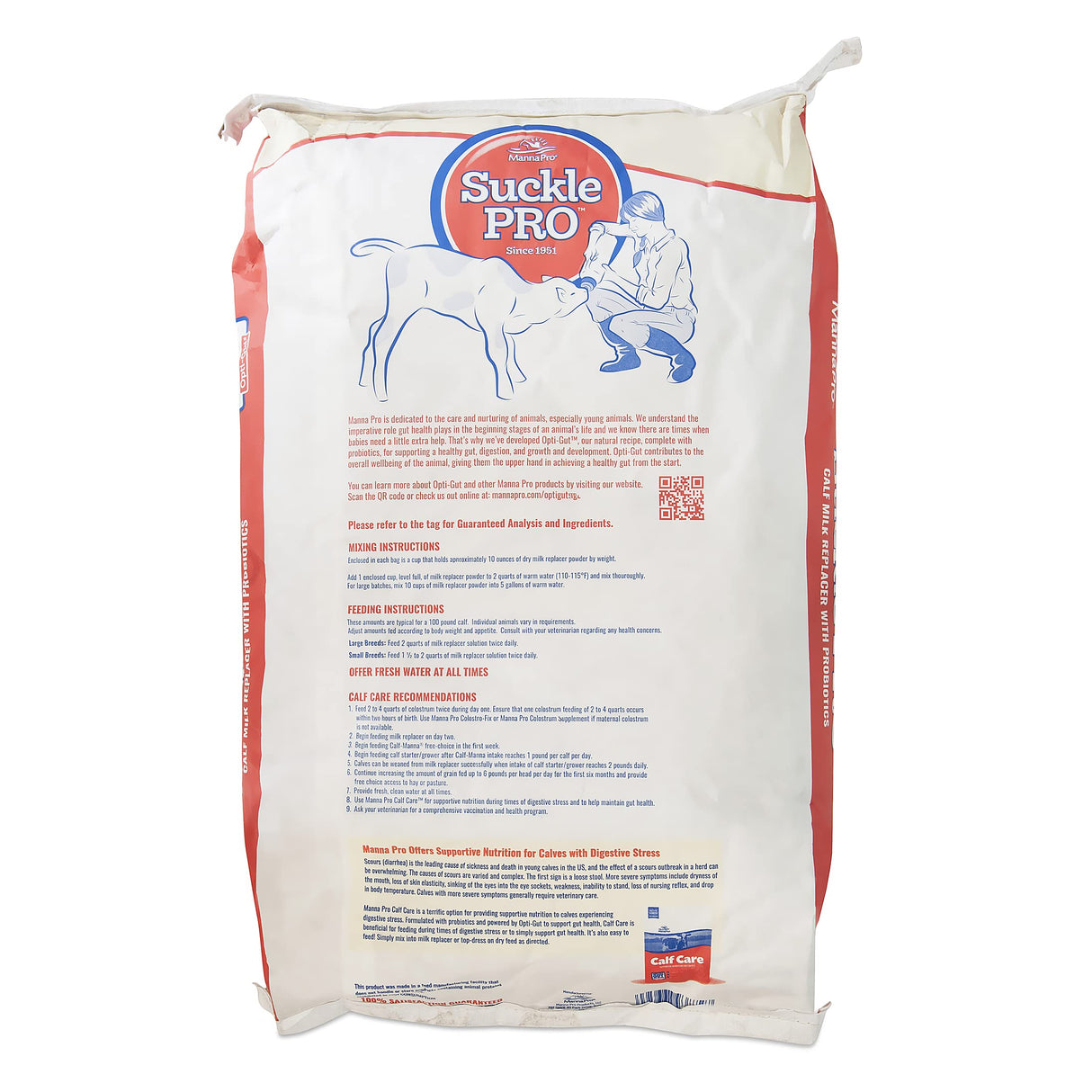 Manna Pro Suckle Pro Calf Milk Replacer, 22% Protein with Probiotics, Supports Healthy Growth, Digestion, and Immune Health in Calves, Easy to Mix, 40 lb
