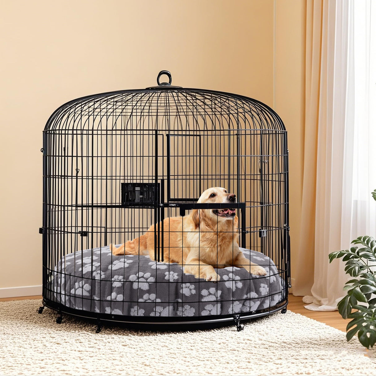BALAPET Washable Dog Bed Covers Replacement Round Waterproof Bed Cover for Dog Soft Pet Bed Cover with Lovely Dog Paw Print and Double-Sided Usable Design,Cover Only(Dark Gray,45 * 45 * 11in)
