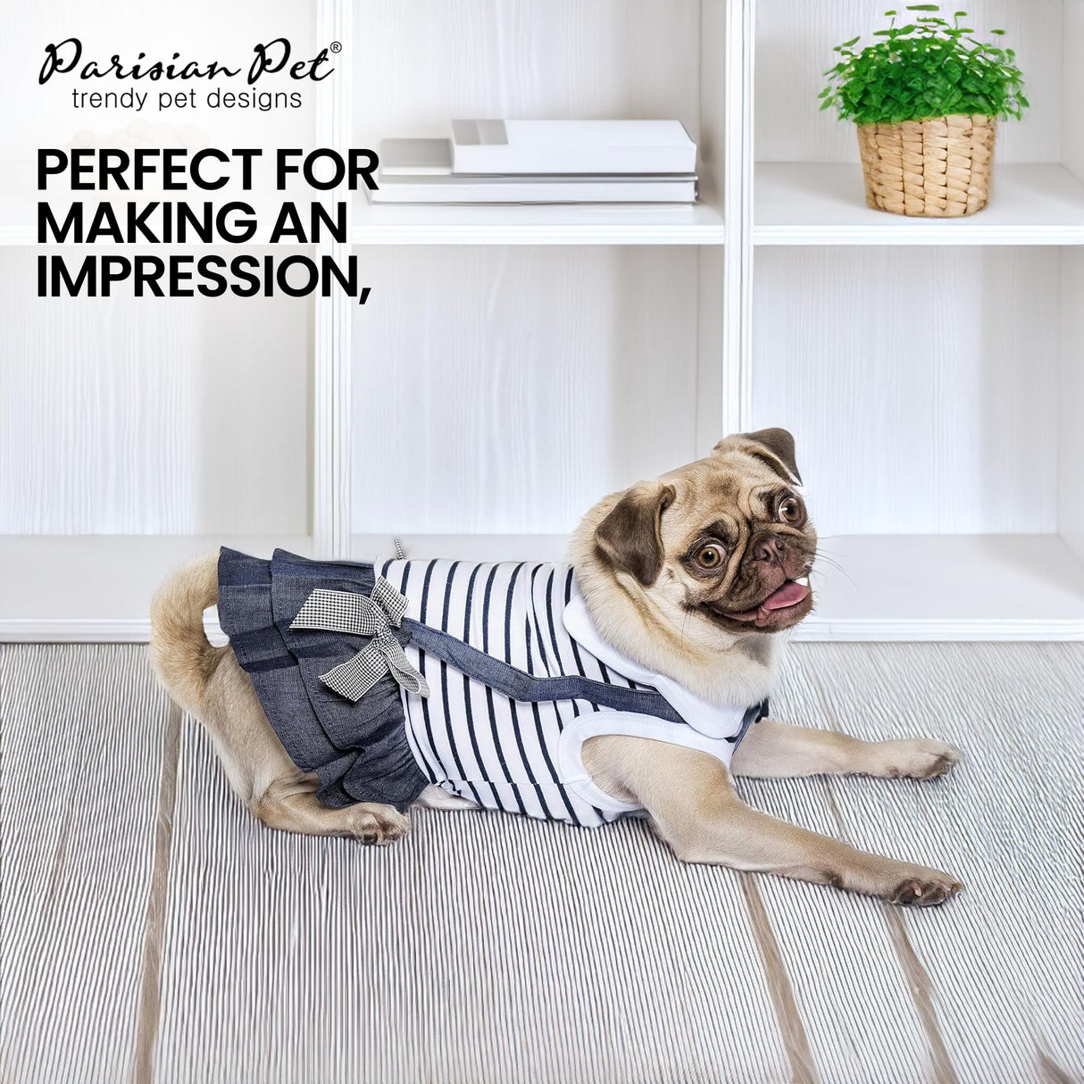 Parisian Pet Preppy Dog Dress - Summer Clothes for Small Dogs Girl - Stylish Sleeveless Pet Outfit - Designer Dog Apparel - Lightweight and Breathable Puppy Clothes - Comfortable Skirt for Dogs