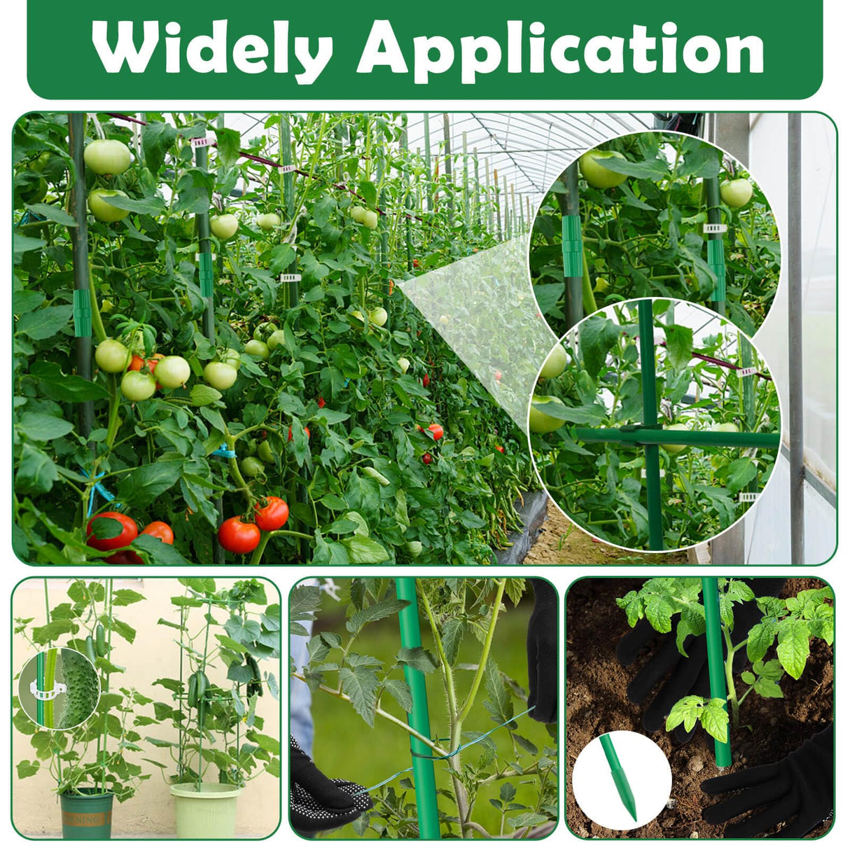 Cludoo 393PCS Garden Stakes Set with 120 Sets Fiberglass Plant Stakes Sticks Supports and Accessories, DIY 4ft 5ft 6ft 7ft Tomato Stakes for Tomato,Vegetables, Pepper, Indoor Outdoor Spring Plants