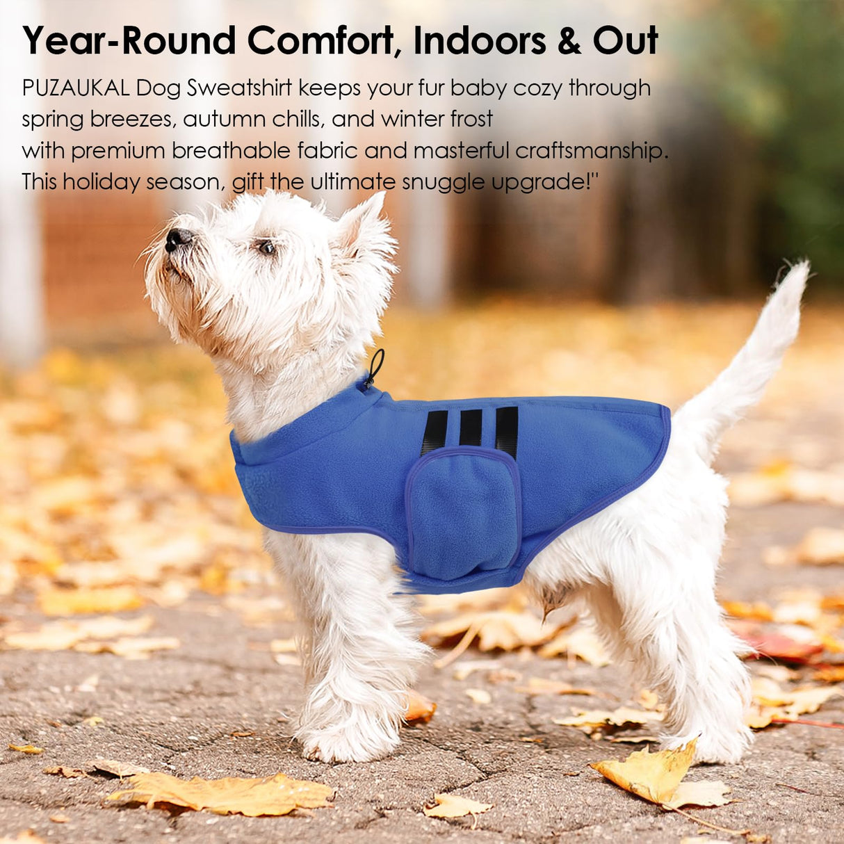 PUZAUKAL Dog Sweater,Adjustable Dog Sweaters for Small, Medium and Large Dogs Boys Girls, Dachshund Chihuahua Fleece Dogs Sweater(Blue,XL)