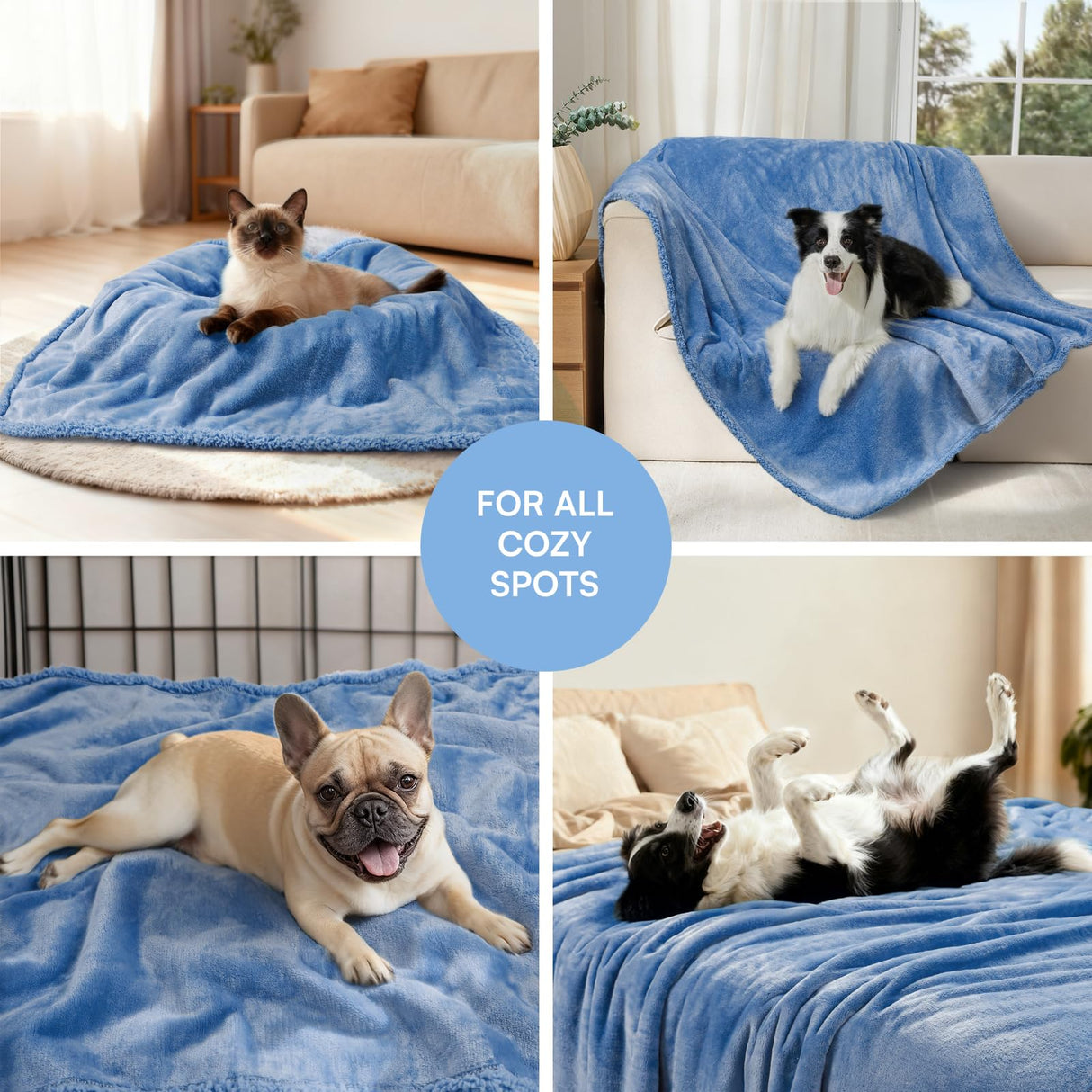 Luciphia Waterproof Pet Blanket, Liquid Pee Proof Dog Blanket for Sofa Bed Couch, Reversible Sherpa Fleece Furniture Protector Cover for Small Medium Large Dogs Cats, Navy Blue Large(65" x 57")