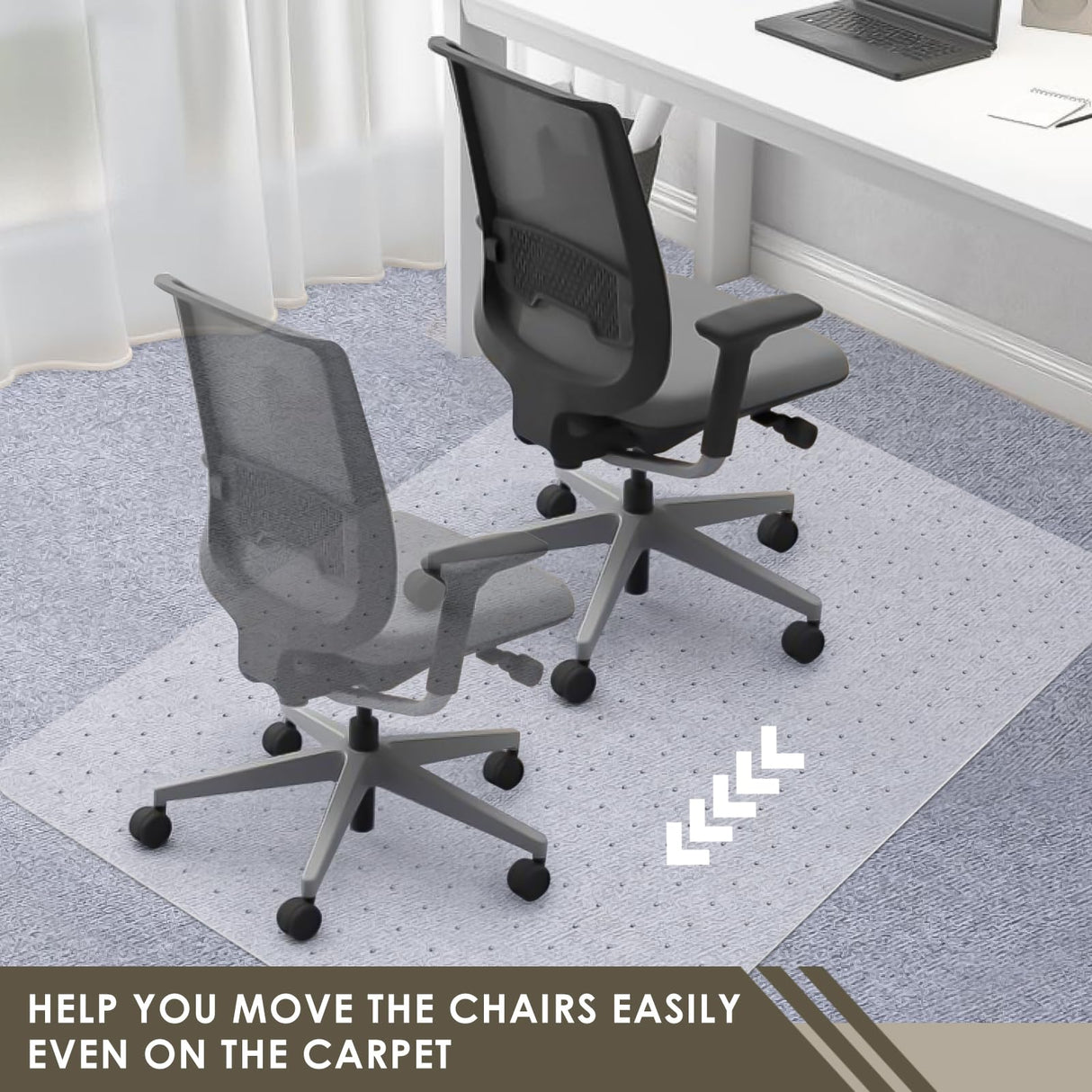 Azadx Heavy Duty Office Chair Mat for Carpet - 36" x 55" Hard Material Slip Resistant Floor Mat for Home Office Easy Glide Desk Mat