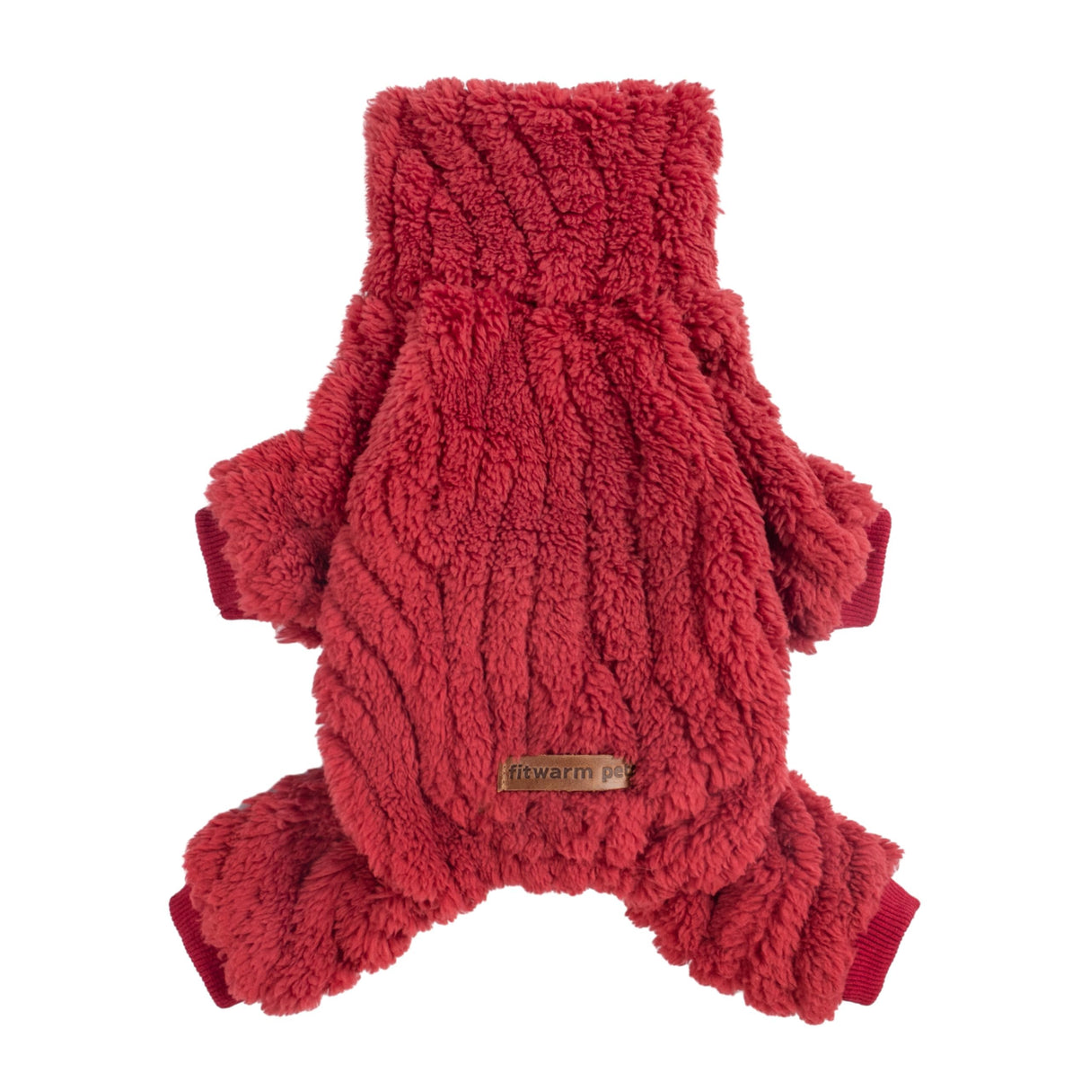 Fitwarm Turtleneck Fleece Dog Sweater Pajamas, Warm Winter Dog Clothes for Small Dogs Boy Girl, Fuzzy Pet Onesie with Feet, Red, XS