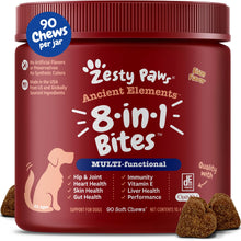 Load image into Gallery viewer, Zesty Paws Dog Multivitamin, Chewable Dog Vitamins and Supplements for Hip & Joints, Skin & Coat, Omega 3 Fish Oil for Dogs- Senior & Puppy Multivitamin - Bison- 90ct