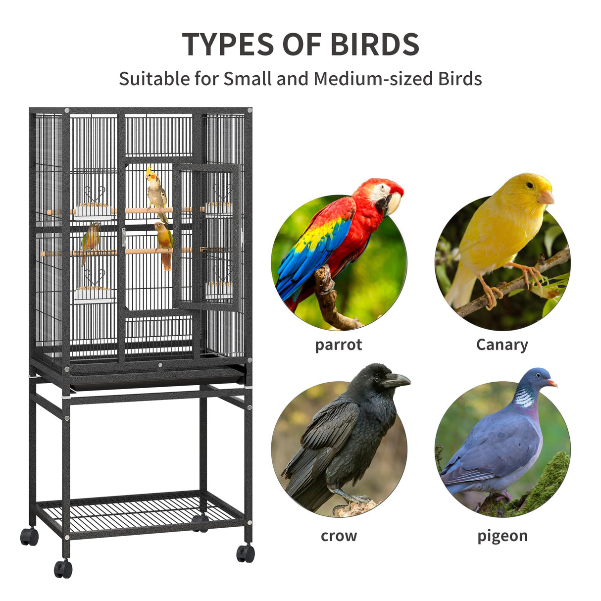 YITAHOME 53 inches Birdcage Cover and Bird Cage Seed Catcher, Bird Cages for Parakeets, Parrot, Cockatiel, Pigeon, Flight cage for Birds