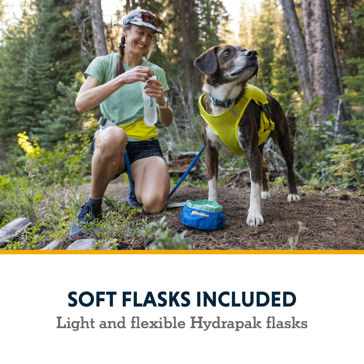 Ruffwear, Trail Runner Running Vest, Performance Dog Running Harness with Hydration Flasks, Reflective Trim & Light Loop, Lightweight Bounce-Free Running Dog Pack, Lichen Green, Small