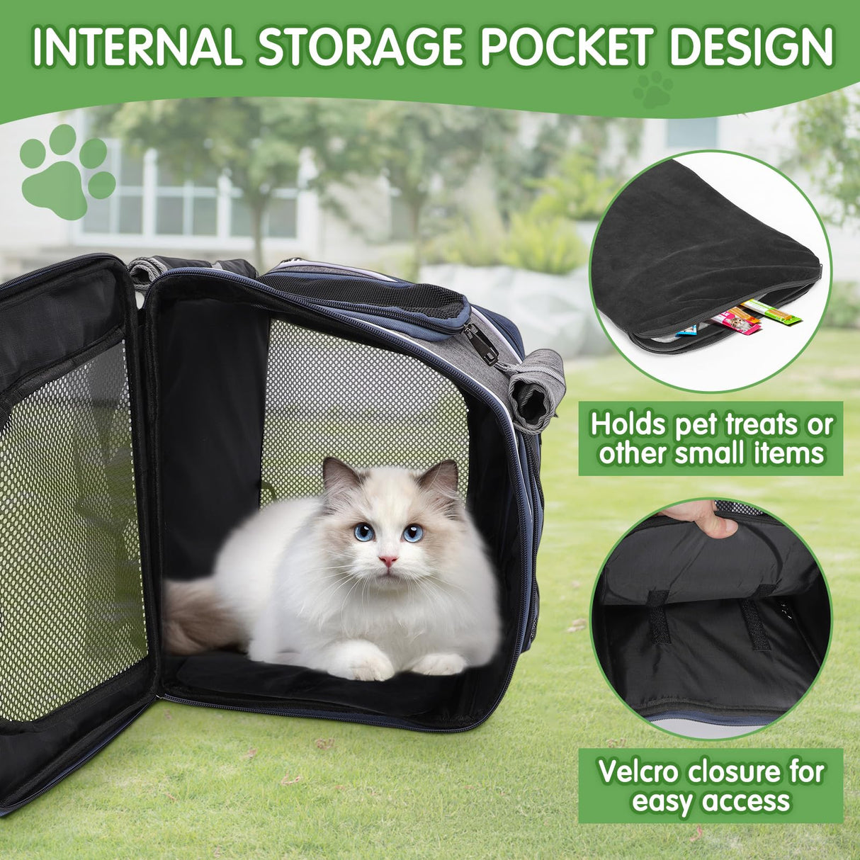Dog Bike Basket, Expandable Foldable Soft-Sided Dog Carrier, Bike Dog Carrier with Internal Storage Pocket, Dog Backpack Carrier Safe and Easy for Small Medium Cats and Dogs