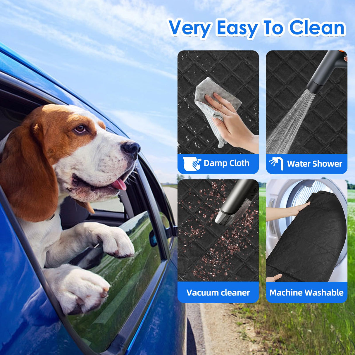 Nentik Back Seat Extender for Dogs with Hard Bottom/Large Space, Waterproof Dog Car Seat Cover Holds 400lbs, Sturdy Nonslip Pet Backseat Hammock for Cars/SUV