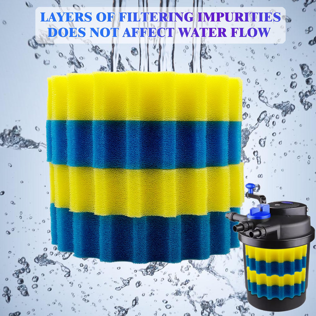 ShuRex Replacement Sponge Filter Media Pads for VIVOHOME 1580/1840GPH Biological Pond Filter, Compatible with 1580/1840GPH/CPF-2500/ CPF-3500 Pressure Koi Fish Pond Filter