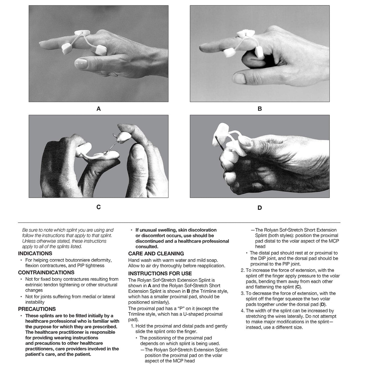 Rolyan Sof-Stretch Extension Splint, Small, White, Finger Brace & Knuckle Immobilization Device, Recovery & Rehabilitation Aid for Edema, Joint Extension & Contractures, Support for Injured Fingers