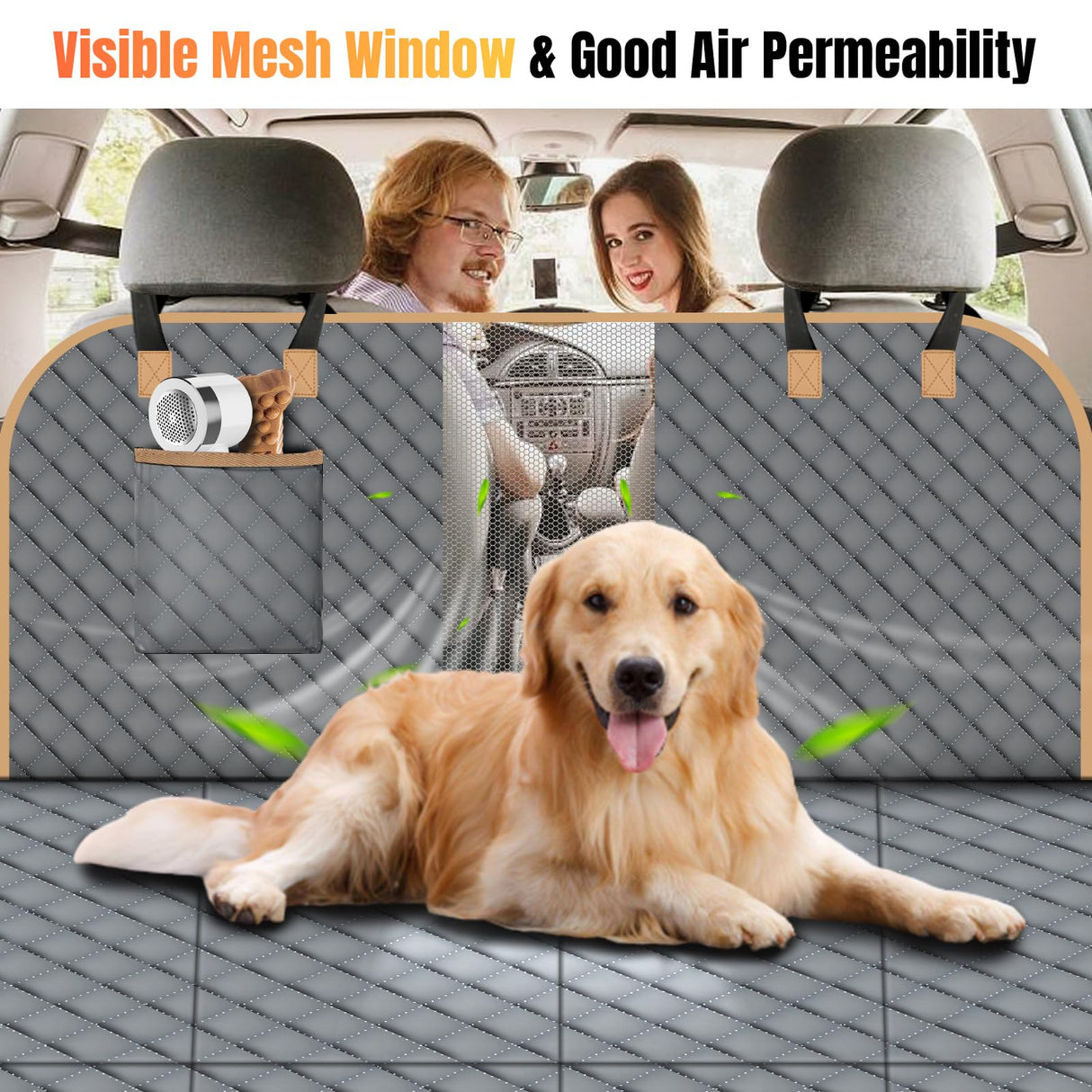 Lekespring Dog Car Seat Cover for Back Seat, Hard Bottom Holds 420lbs Dog Hammock for Cars SUVs Trucks, Easy to Clean, Waterproof Scratch-Proof Nonslip Backseat Extender for Dogs 4 Panels