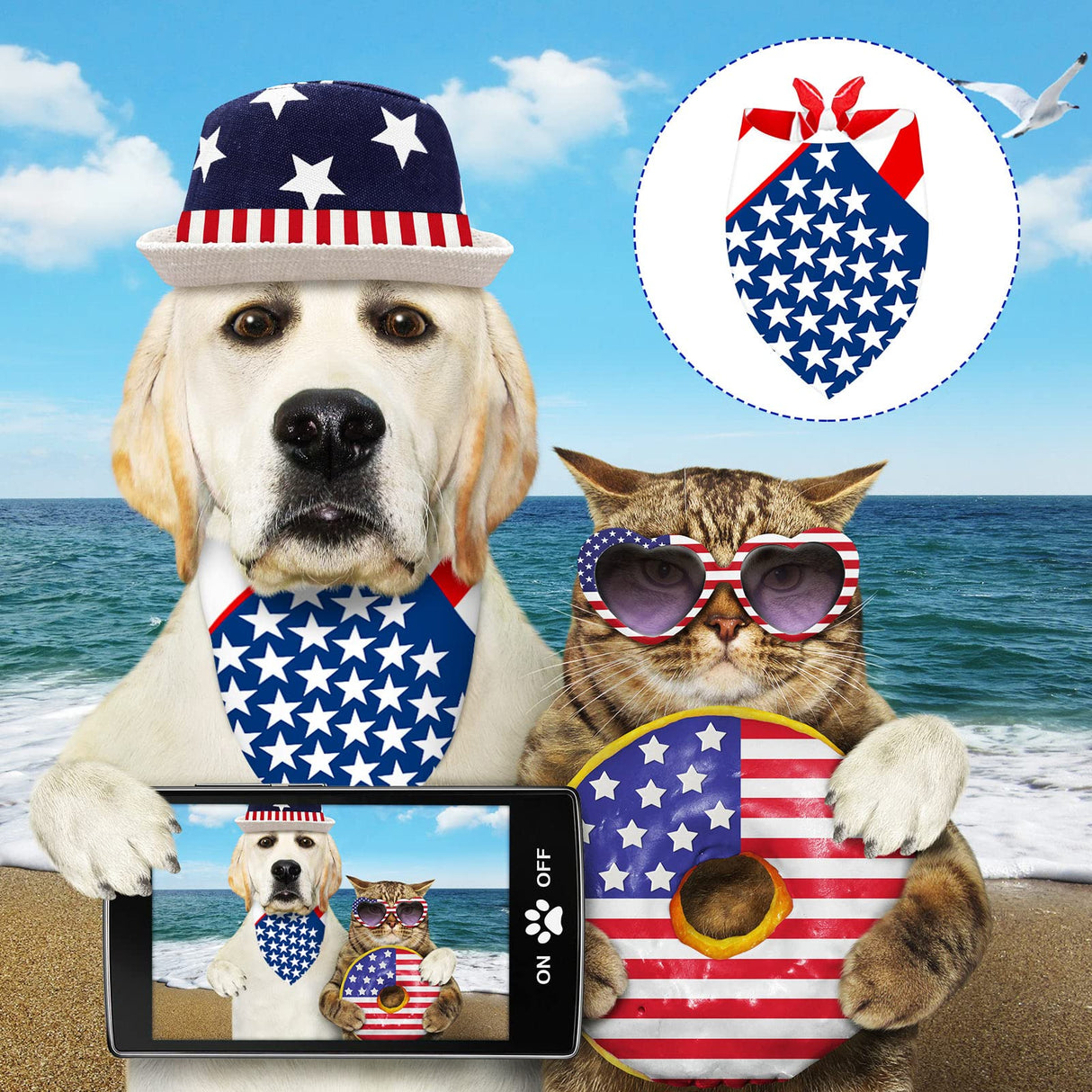 Sadnyy 40 Pcs Veteran Day Dog Bandana Bulk Memorial Patriotic American Flag Star Stripe Adjustable Bandana for Dogs 4th of July Puppy Kerchief National Independence Red White Blue USA Pet Scarf(XL)