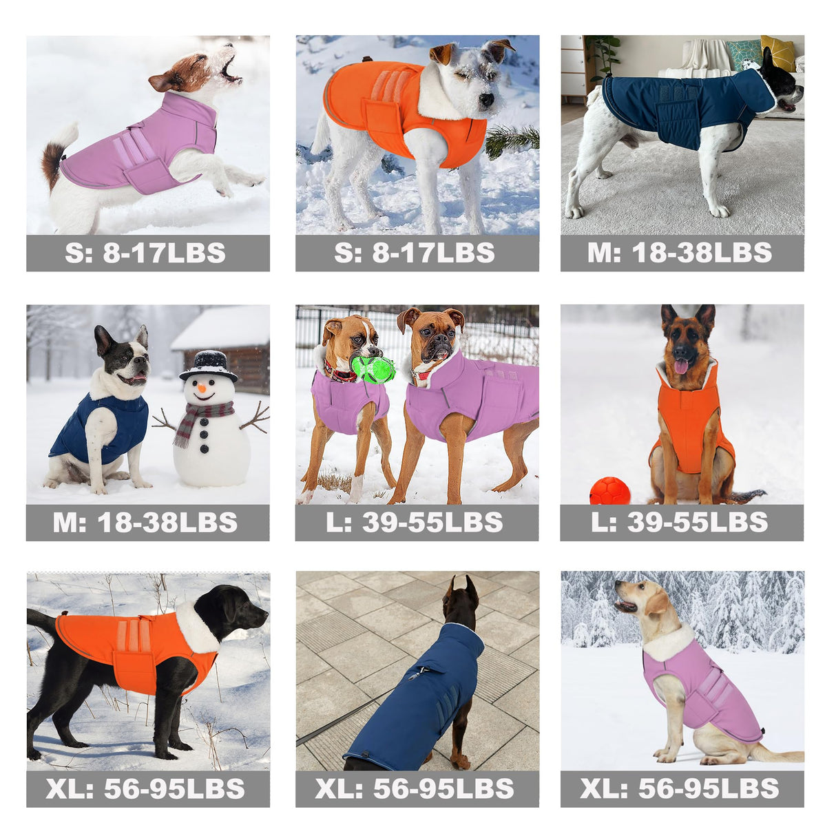 Mklhgty Extra Warm Dog Coat, Waterproof Dog Winter Jacket with Leash Portal, Fleece Reflective Pet Snow Vest for Small Medium Large Dogs - Blue - XL