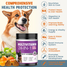 Load image into Gallery viewer, 24-in-1 Dog Vitamins and Supplements 200 Ct Dogs Multivitamin Chewable Contain Chondroitin Probiotics Omega-3 Glucosamine for Dogs Skin Coat Heart Joint Gut Liver Brain Immune Support - Peanut Butter