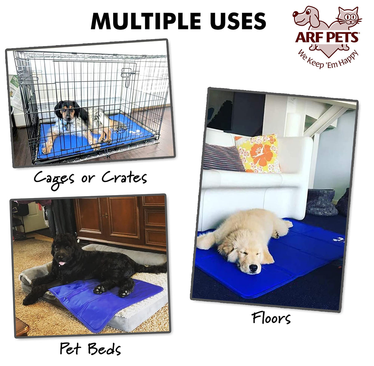 Arf Pets Dog Cooling Mat 35” x 55” Pad for Kennels, Crates & Beds, Non-Toxic, Solid Self Cooling Gel .No Fridge or Electricity Needed