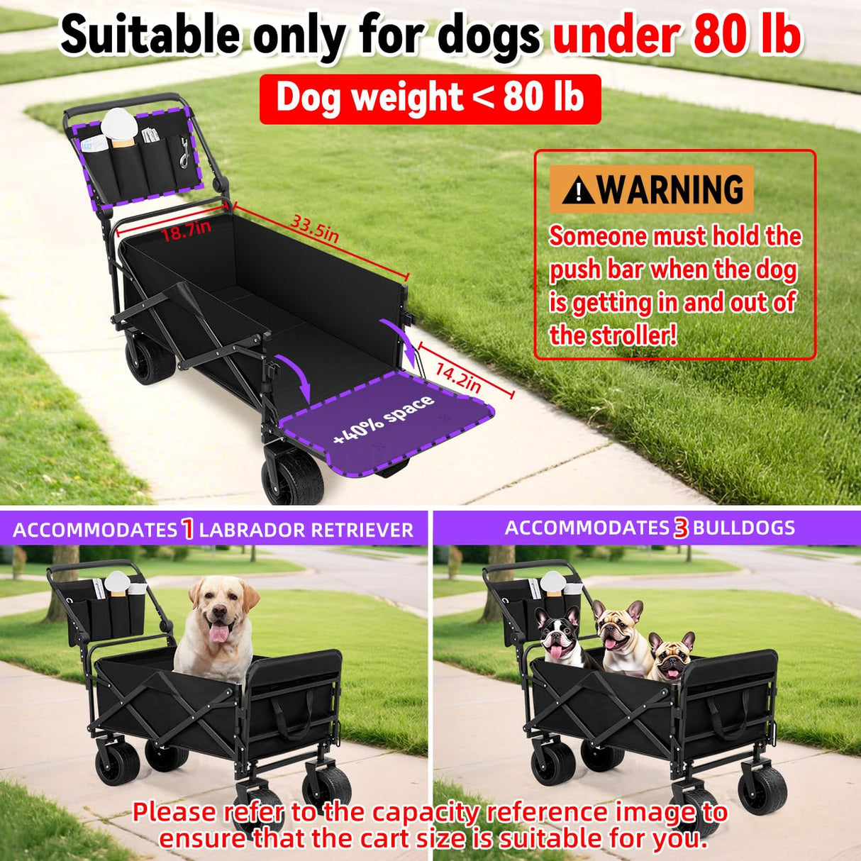 TKYZ Large Dog Stroller Cart,Foldable Dog Wagon Cart for Medium & Large Dogs with Tailgate