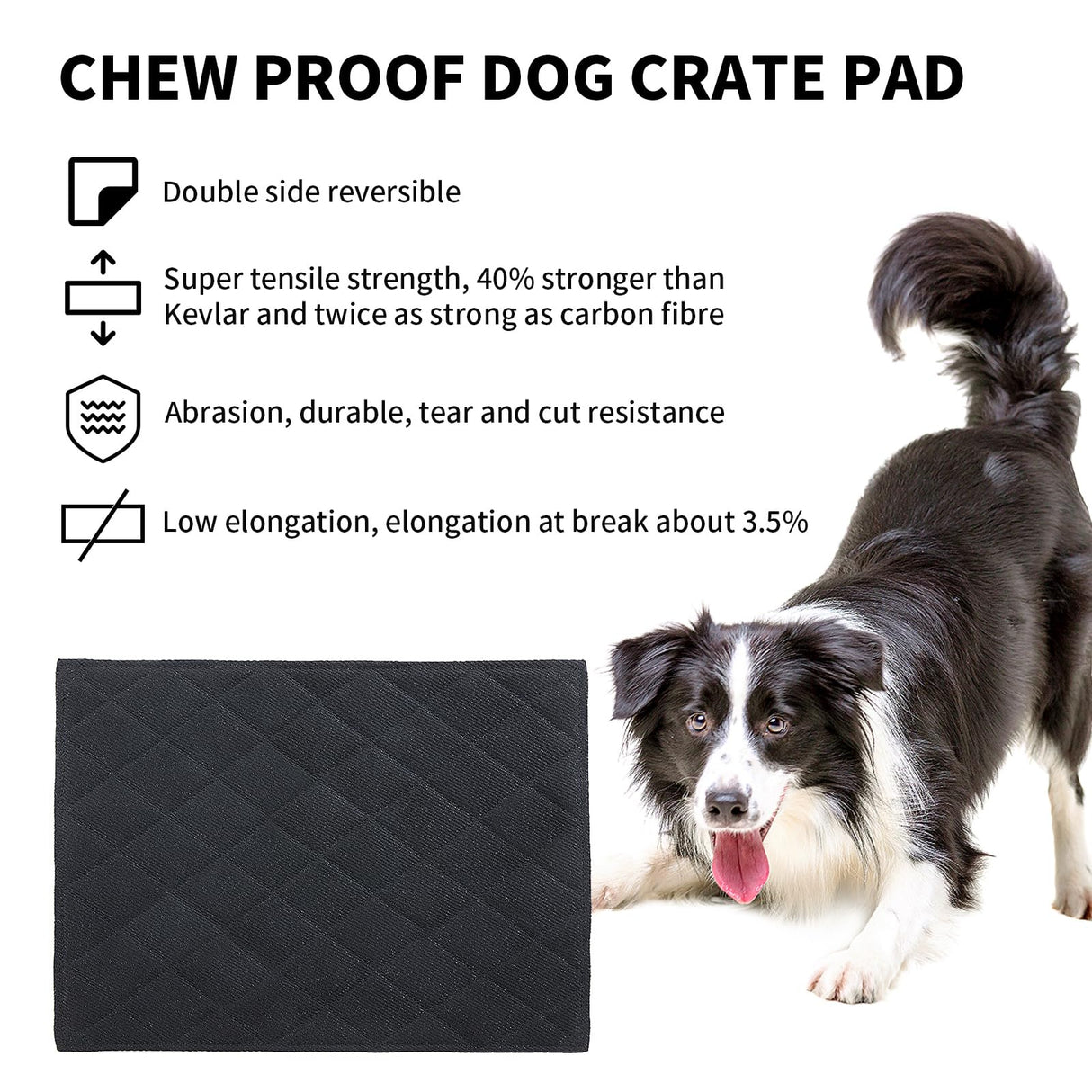 HOMBYS Chew Proof Dog Crate Pad Mat, 22"x35" Indestructible Kennel Pad for Aggressive Chewers, Durable and Water Resistant Teething Puppy Crate Mats for Dogs Cages