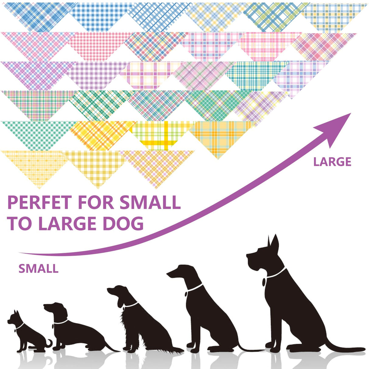 JarThenaAMCS 60Pcs Easter Spring Dog Bandana Pastel Plaid Triangle Pet Scarf Adjustable Puppy Neckerchief Colorful Dog Bib for Summer Medium Large Cat Costume Accessories