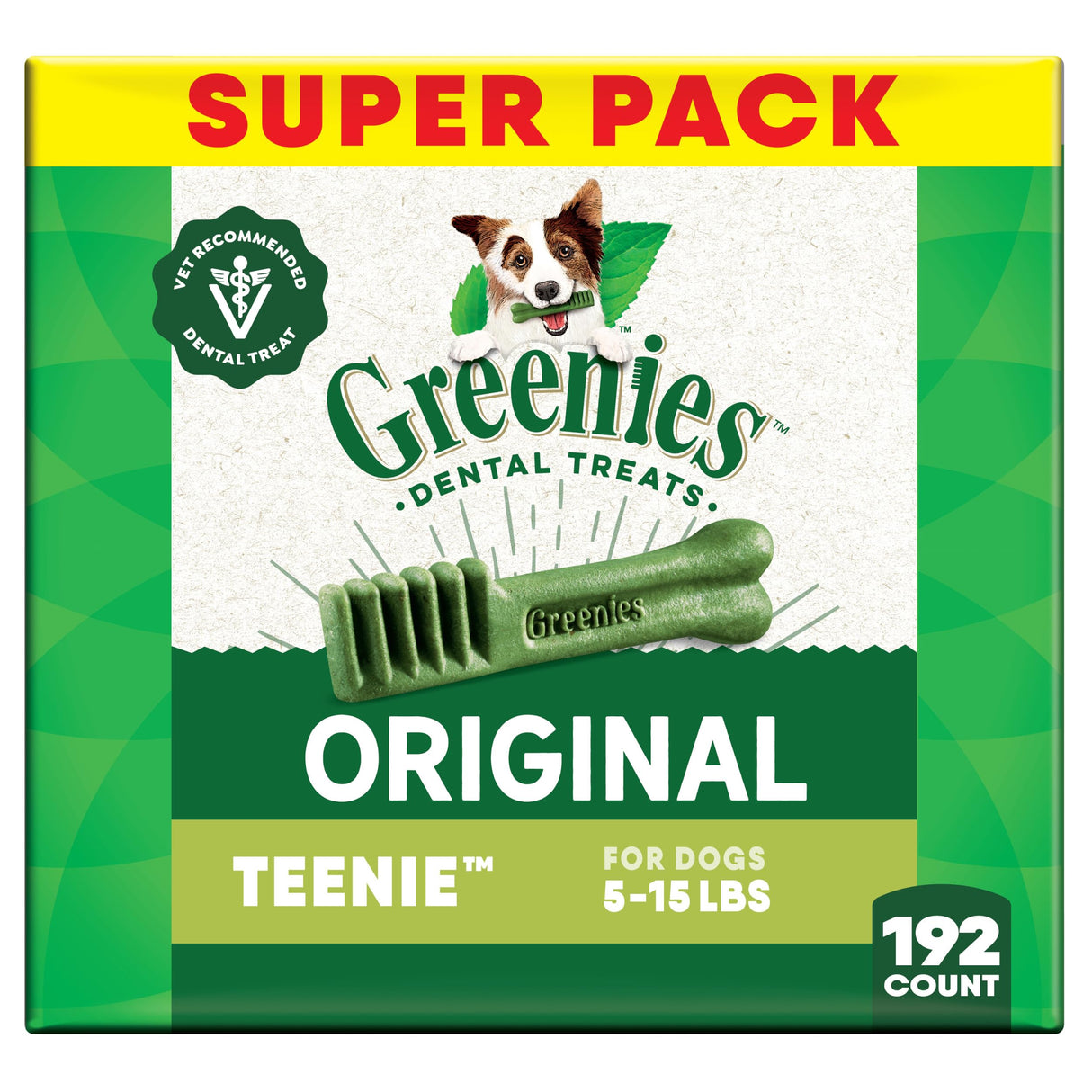 Greenies Veterinarian-Recommended Natural Dental Dog Treats Teenie Size, Original Flavor, 54 oz. Pack, 192 Count