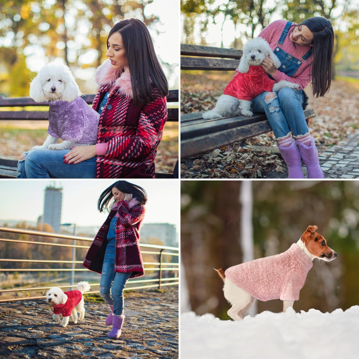 Idepet Fleece Dog Sweater 3 Pack, Velvet Puppy Clothes, Fuzzy Cat Apparel, Soft Outfits, Thermal Pet Clothing for Fall Winter, Coat for Small Dogs