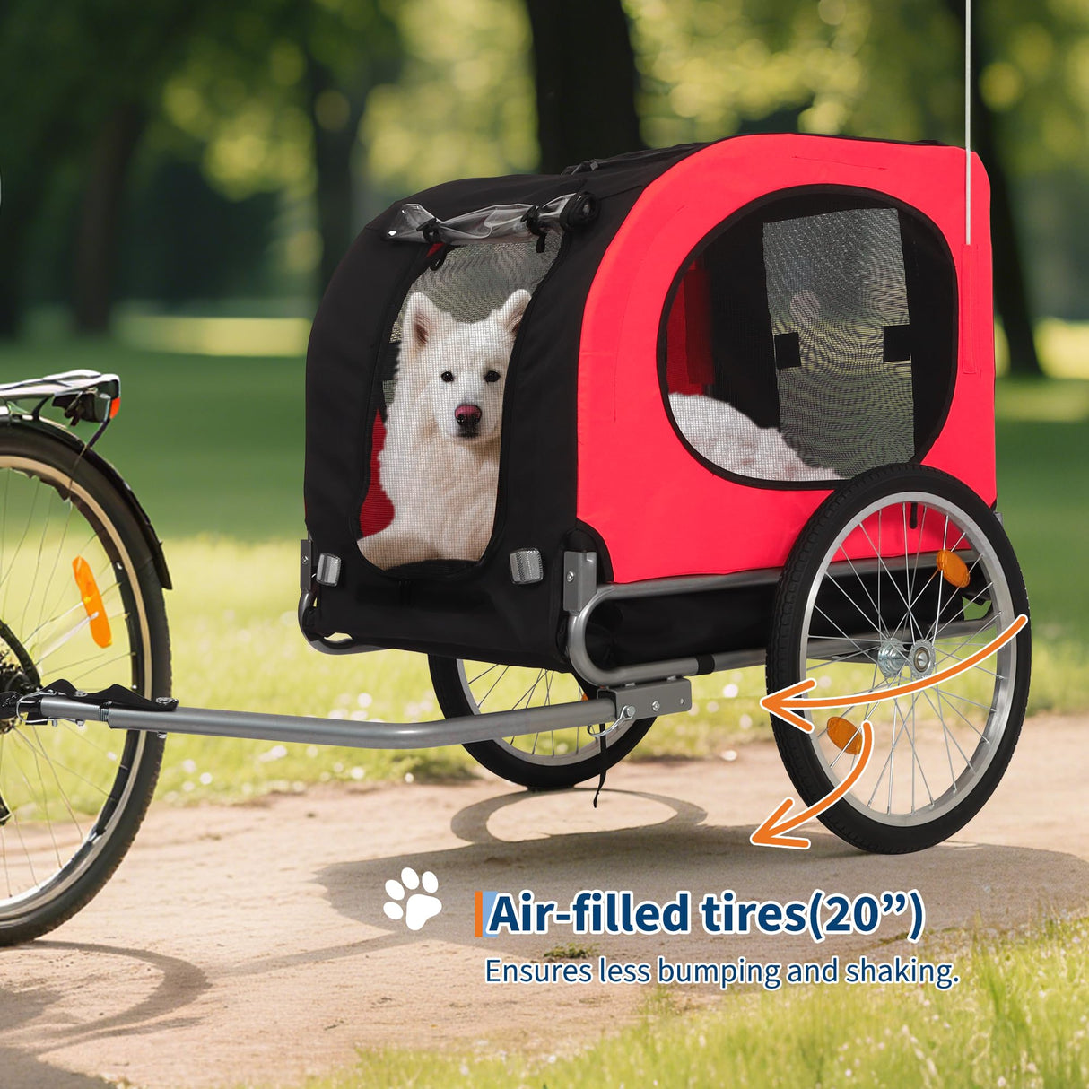 Bicycle Dog Carrier - 88Lbs Capacity Pet Bike Trailer with 19" Air Tires,Foldable Dog Trailer for Bike | with 600d Durable Waterproof Oxford Cloth | Universal Coupler | for Medium/Large Pets