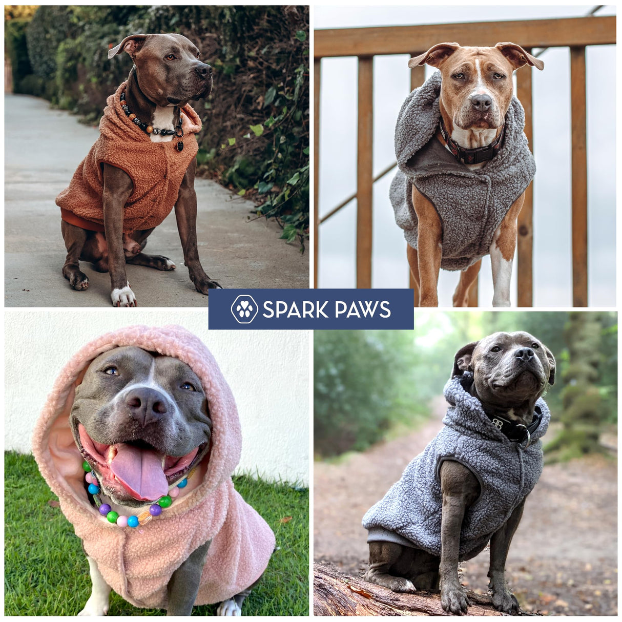 Spark Paws Dog Sweater, Hooded Hoodie for Cold, Warm Clothes for Small Medium Large Breeds - Silver Grey - M