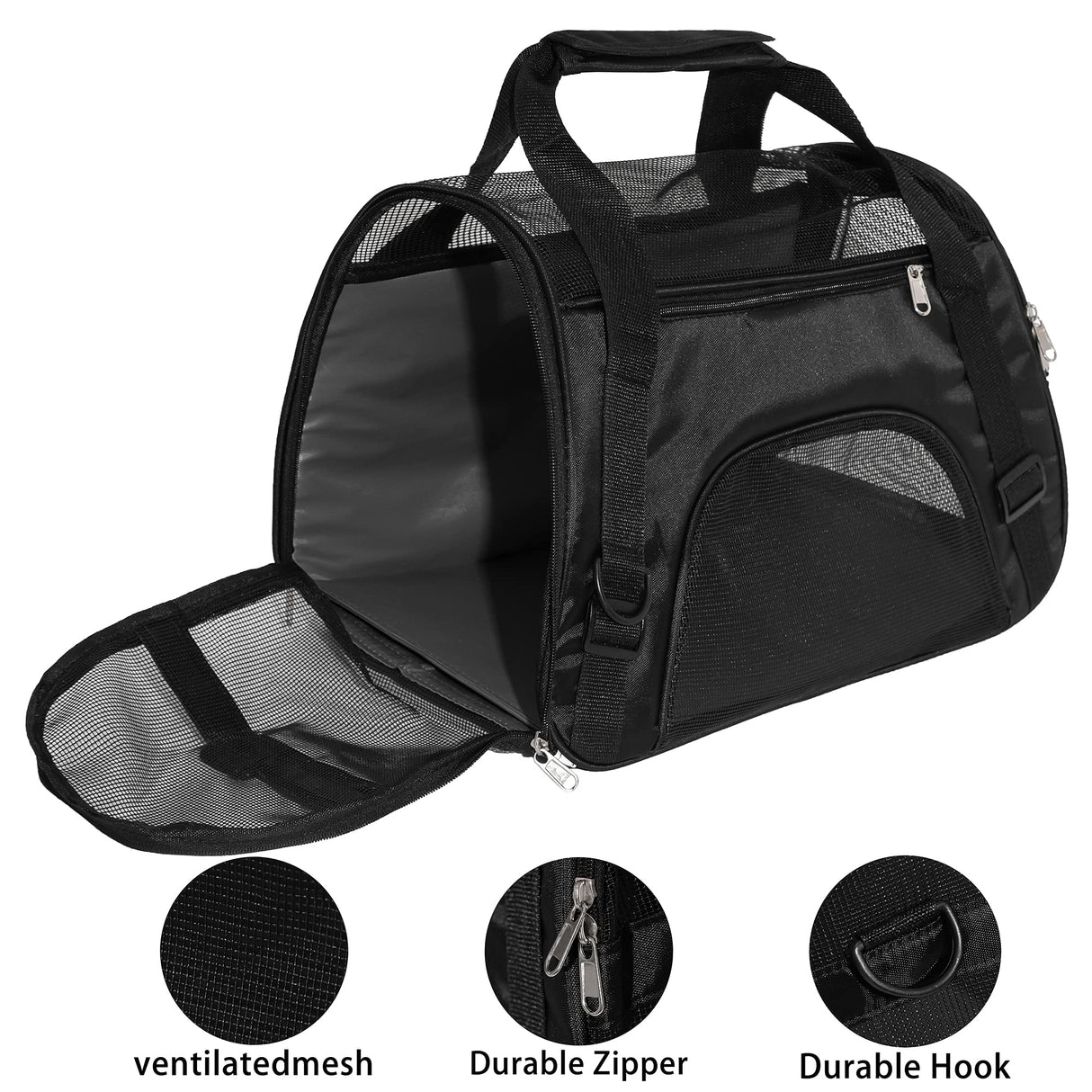 MuchL Pet Carrier Soft-Sided Carriers for Cat Carriers Dog Carrier for Small Medium Cats Dogs Puppies Pet Carrier Airline Approved Cat Dog Pet Travel Carrier (Medium,Black)