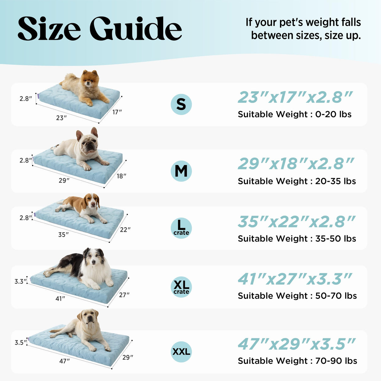 LE SURE Orthopedic Cooling Dog Bed, XL Q-Max>0.5 Cooling Mat with Removable Washable Cover, Breathable Egg Crate Foam Non-Slip Summer Pad for Extra Large Active/Senior/Long-Haired Pets, 41x27 Inch