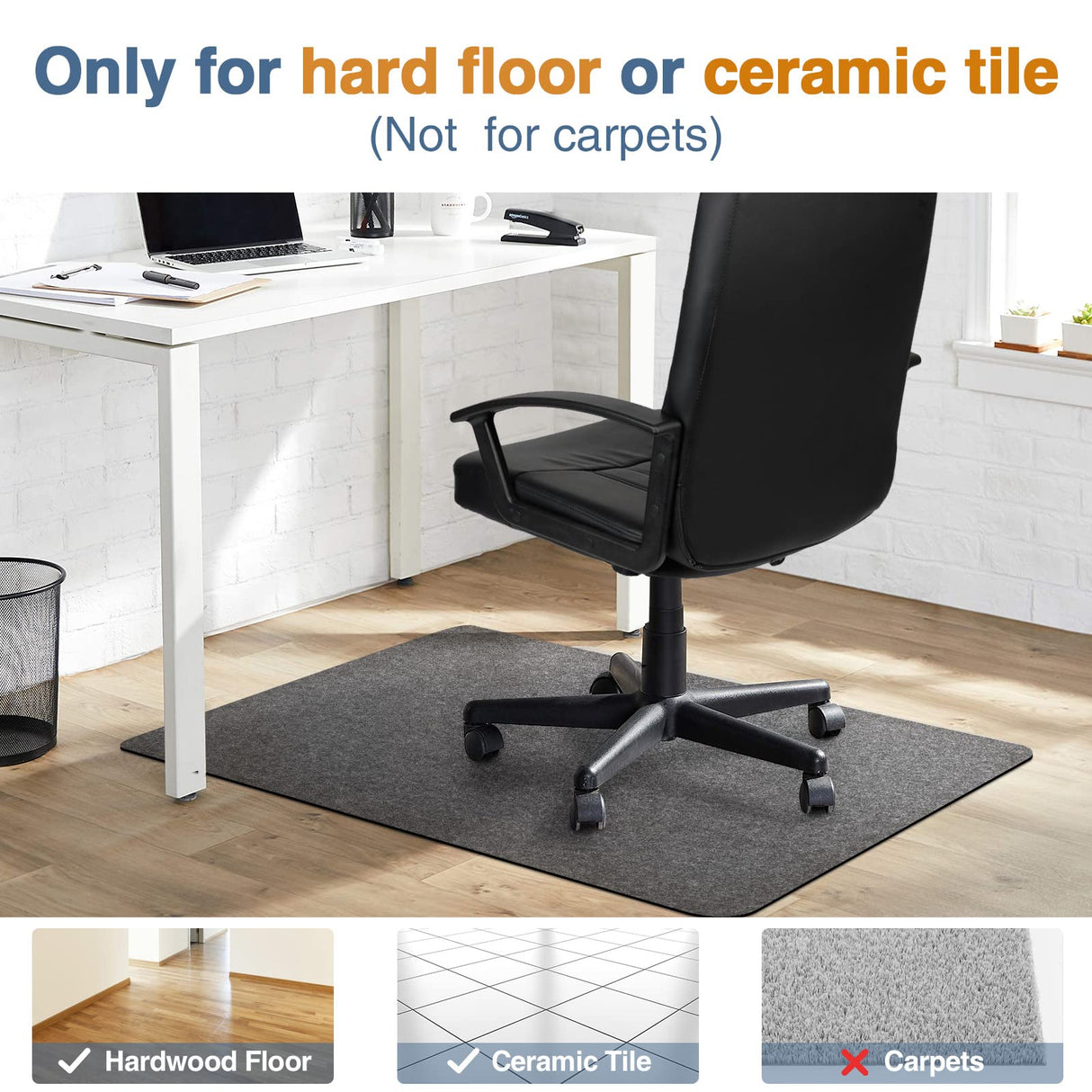 Placoot Office Chair Mat for Hardwood Floor, 55"x35" Computer Chair Rug, Under Desk Mat, Large Anti-Slip Floor Protector for Home Office